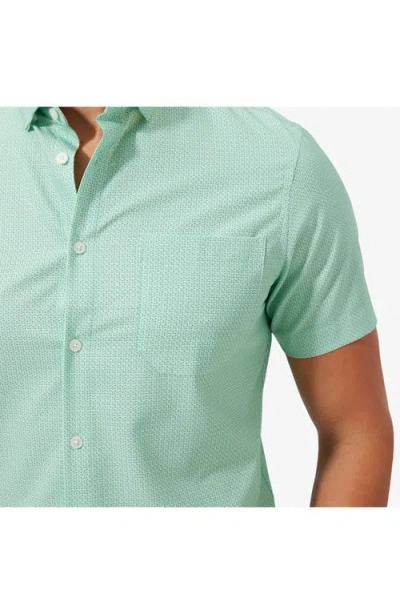 Mizzen + Main Leeward Regular Fit Geo Print Short Sleeve Performance Button-up Shirt In Green