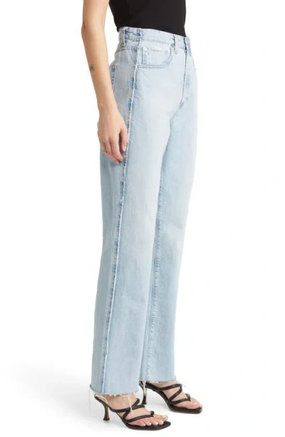 Ag Clove Rework High Waist Raw Edge Relaxed Straight Leg Jeans In Blue