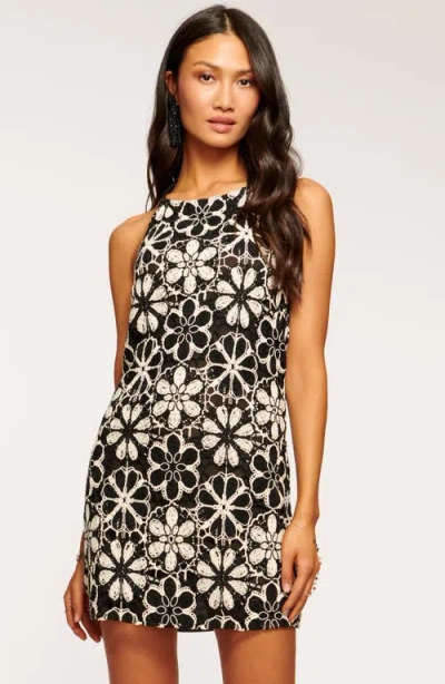 Ramy Brook Irina Halter Crochet Minidress In Black