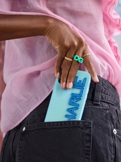 Baublebar Block Enamel Custom Initial Ring In Green