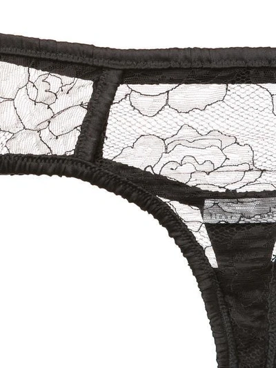 Shop Fleur Du Mal Rose Lace Hipster Thong In Black