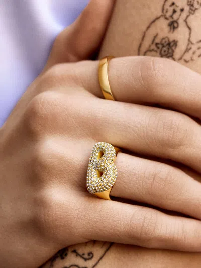 Baublebar Bubble Letter Initial Ring In Gold