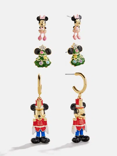 Baublebar Disney Mickey Mouse & Minnie Mouse Nutcracker Earring Set In Gold