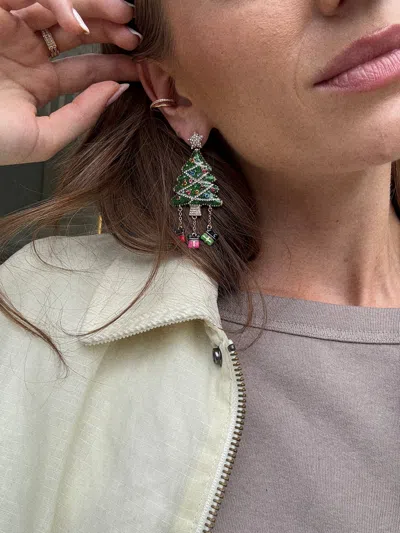 Baublebar Disney Mickey Mouse Christmas Tree Statement Earrings In Green