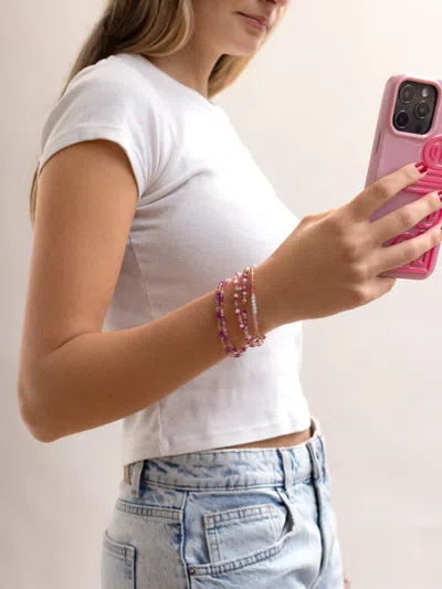 Baublebar Indya Semi-precious Layered Bracelet Set In Pink