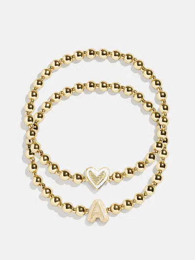 Baublebar Initial & Heart Kids' Pisa Bracelet Set In Gold