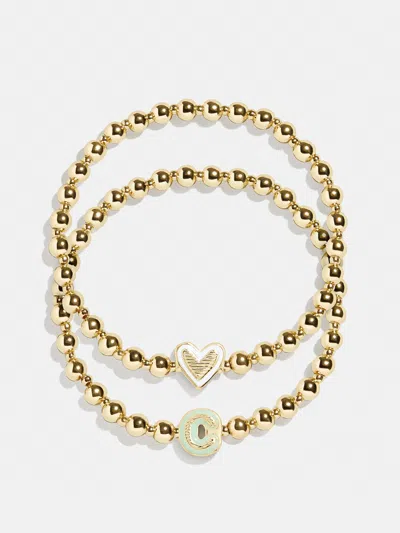 Baublebar Initial & Heart Kids' Pisa Bracelet Set In Gold