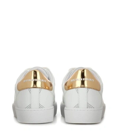 Shop Burberry Westford Leather Sneakers In Optic White