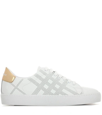 Shop Burberry Westford Leather Sneakers In Optic White