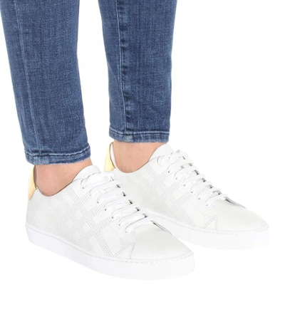 Shop Burberry Westford Leather Sneakers In Optic White