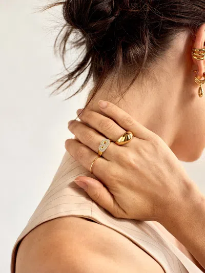 Baublebar Mini Bubble Initial Ring In Gold