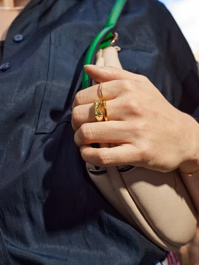 Baublebar Mini Bubble Initial Ring In Gold