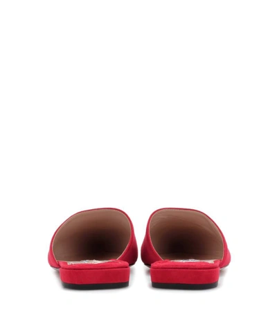 Shop Prada Suede Slippers In Rosso