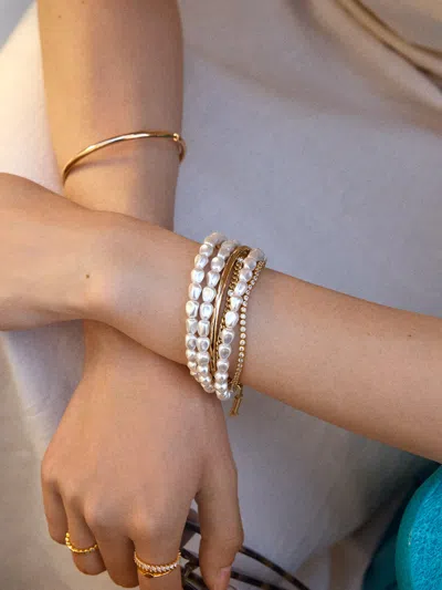 Baublebar Ondine Imitation Pearl Coil Stretch Bracelet In White