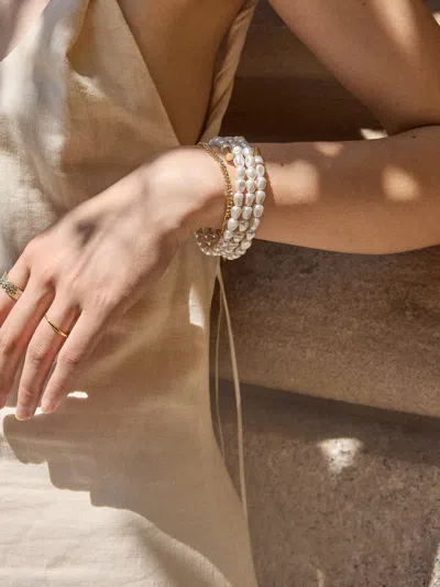 Baublebar Ondine Imitation Pearl Coil Stretch Bracelet In White