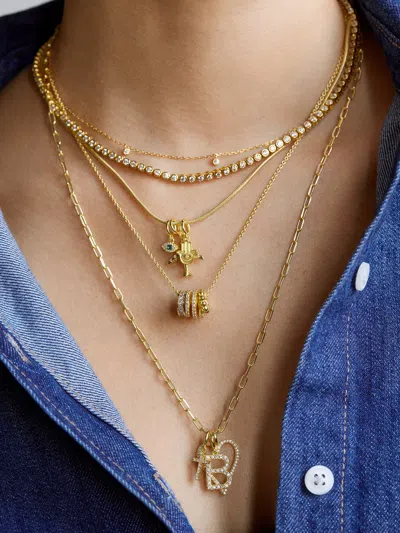 Baublebar Pavé Initial Cluster Charm In Gold