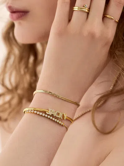 Baublebar Pavé Letter Custom Cuff Bracelet In Gold