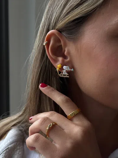 Baublebar Peanuts Snoopy & Woodstock Sledding Earrings In Yellow