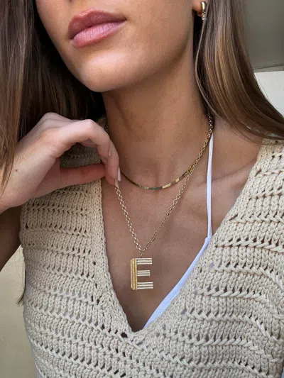 Baublebar Retro Letter Initial Necklace In Gold