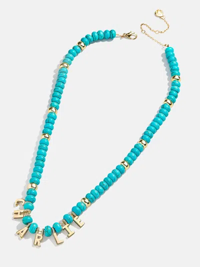 Baublebar Semi-precious Gold Custom Nameplate Necklace In Blue