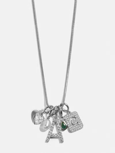 Baublebar Silver Pave Initial Cluster Charm In Blue