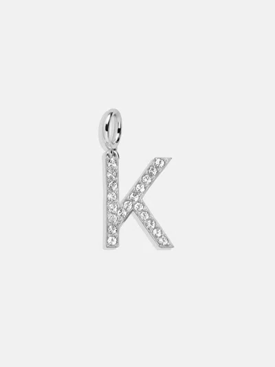 Baublebar Silver Pave Initial Cluster Charm In Metallic