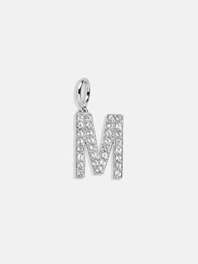 Baublebar Silver Pave Initial Cluster Charm In Metallic