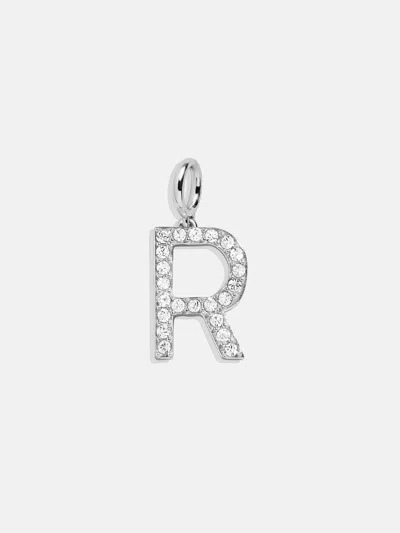 Baublebar Silver Pave Initial Cluster Charm In Metallic
