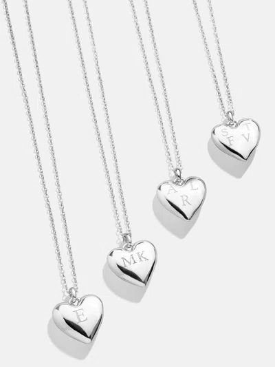 Baublebar Sterling Silver Custom Bubble Heart Necklace In Metallic