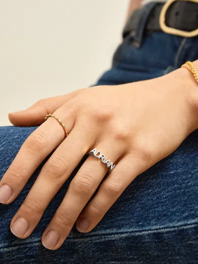 Baublebar Sterling Silver Fineline Custom Nameplate Ring In Metallic