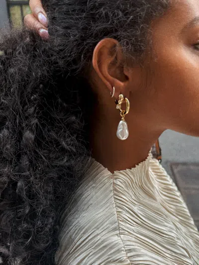 Baublebar Teagan Imitation Pearl Charm Hoop Earrings In Multi