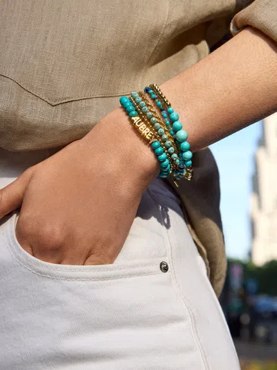 Baublebar Turquoise Custom Nameplate Bracelet In Gold