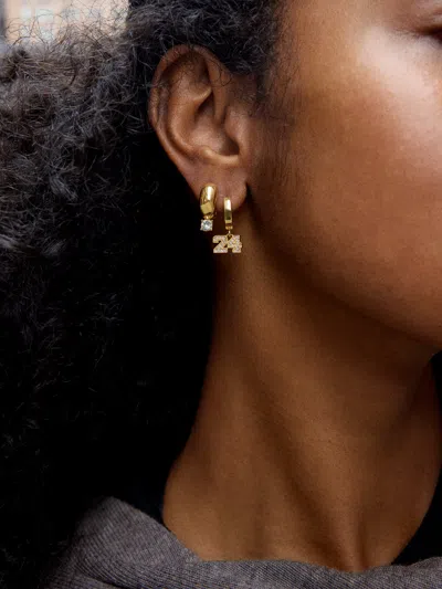 Baublebar Varsity Number Custom Huggie Earrings In Gold