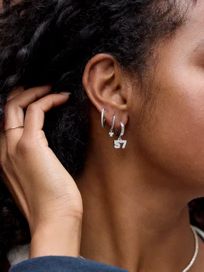 Baublebar Varsity Number Custom Huggie Earrings In Metallic