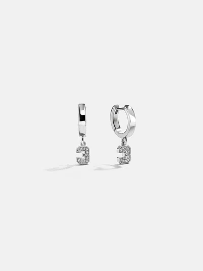 Baublebar Varsity Number Custom Huggie Earrings In Metallic