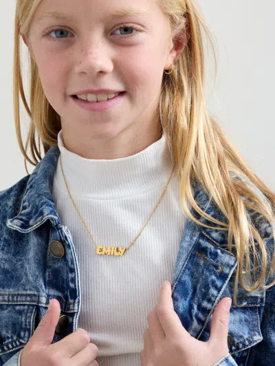 Baublebar Waterproof Kids' Custom Nameplate Necklace In Gold