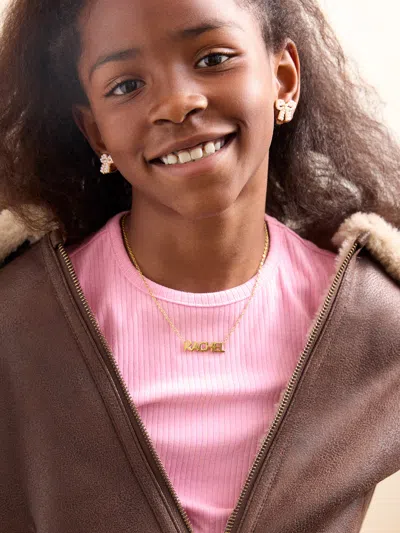 Baublebar Waterproof Kids' Custom Nameplate Necklace In Gold