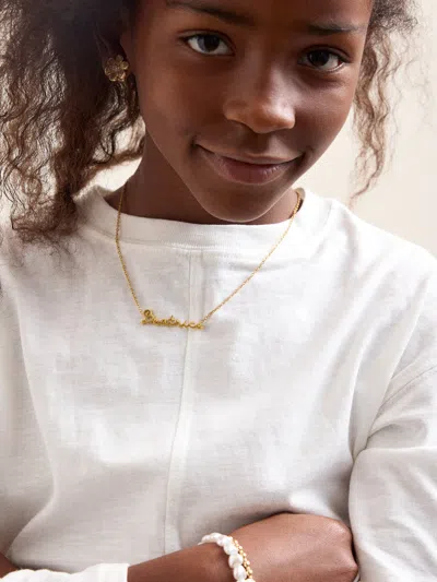 Baublebar Waterproof Kids' Custom Nameplate Necklace In Gold