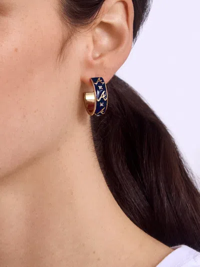 Baublebar Wear By Erin Andrews X  Atlanta Braves Enamel Hoop Earrings In Blue