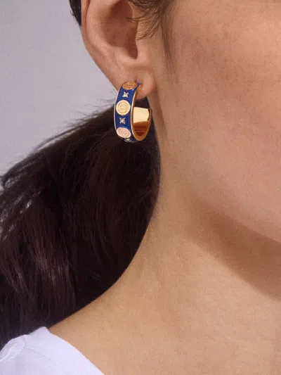 Baublebar Wear By Erin Andrews X  Chicago Cubs Enamel Hoop Earrings In Blue