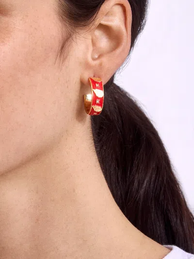 Baublebar Wear By Erin Andrews X  Cleveland Guardians Enamel Hoop Earrings In Blue