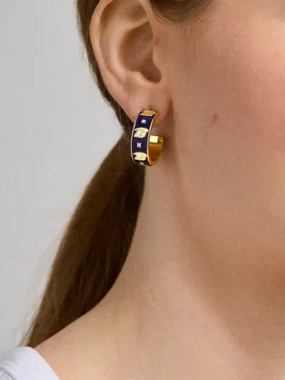 Baublebar Wear By Erin Andrews X  Enamel Hoop Earrings In Blue