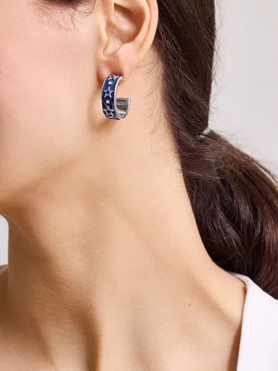 Baublebar Wear By Erin Andrews X  Enamel Hoop Earrings In Blue