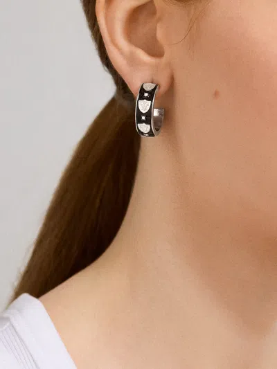 Baublebar Wear By Erin Andrews X  Enamel Hoop Earrings In Black