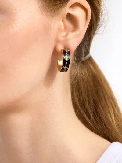 Baublebar Wear By Erin Andrews X  Enamel Hoop Earrings In Black