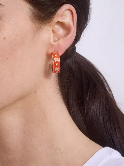 Baublebar Wear By Erin Andrews X  Houston Astros Enamel Hoop Earrings In Burgundy