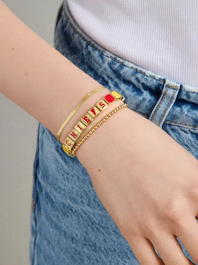 Baublebar Wear By Erin Andrews X  Kansas City Chiefs Tile Bracelet In Gold