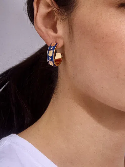Baublebar Wear By Erin Andrews X  Kansas City Royals Enamel Hoop Earrings In Blue