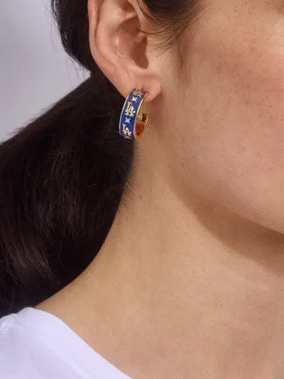 Baublebar Wear By Erin Andrews X  Los Angeles Dodgers Enamel Hoop Earrings In Blue