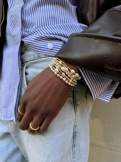 Baublebar Pearl Stretch Bracelet In Gold